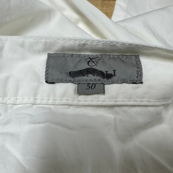 Canali Black Edition NWT Cotton Blend Flat Front Pants White Size 50 (US 34) - Picture 4 of 12